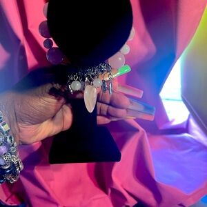 Pink beaded stretch bracelet